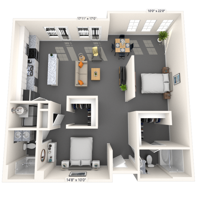 Loft 2x2 1087-1330 SF 2106 floor plan
